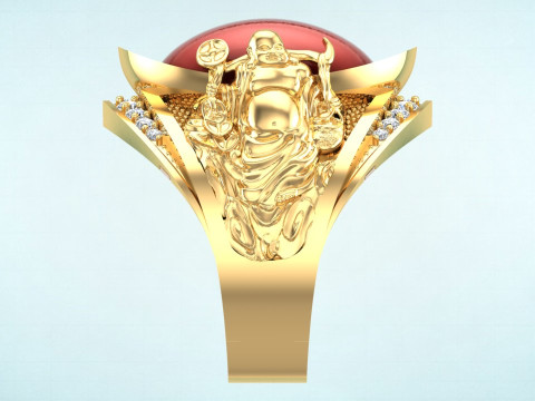 Maitreya Buddhas ring - God of wealth ring - Caishen ring - N315 3D 打印模型