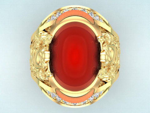 Maitreya Buddhas ring - God of wealth ring - Caishen ring - N315 3D 打印模型