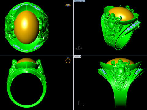 Maitreya Buddhas ring - God of wealth ring - Caishen ring - N315 3D 打印模型