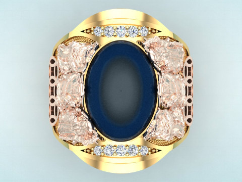 Fu Lu Shou ring - Three Gods ring - God of Wealth ring - N845 3D 打印模型