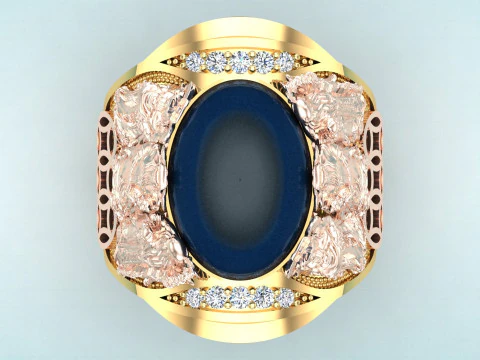 Fu Lu Shou ring - Three Gods ring - God of Wealth ring - N845 3D Print Model