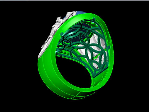 Fu Lu Shou ring - Three Gods ring - God of Wealth ring - N845 3D Print Model