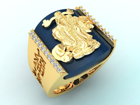 God of wealth ring - Caishen ring - Blessing ring - N917 Modello di stampa 3D