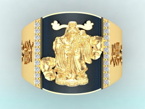 God of wealth ring - Caishen ring - Blessing ring - N917 3Dプリントモデル