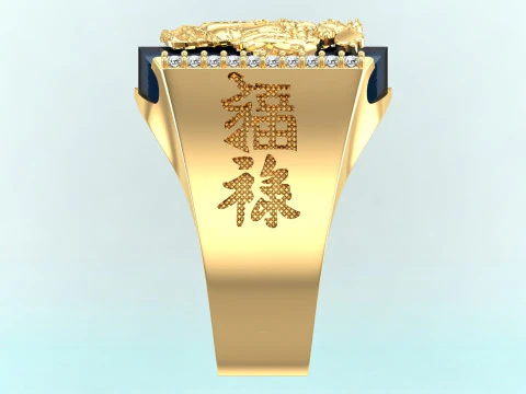 God of wealth ring - Caishen ring - Blessing ring - N917 3D Print Model