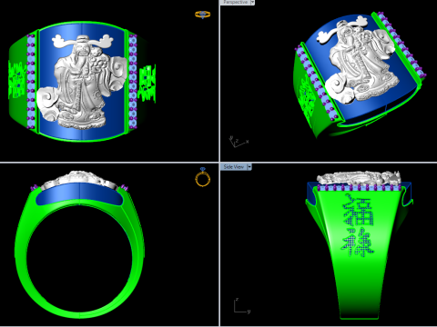 God of wealth ring - Caishen ring - Blessing ring - N917 3Dプリントモデル