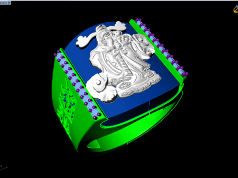 God of wealth ring - Caishen ring - Blessing ring - N917 3Dプリントモデル