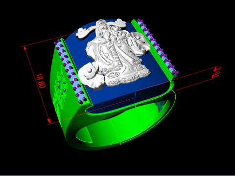 God of wealth ring - Caishen ring - Blessing ring - N917 3Dプリントモデル