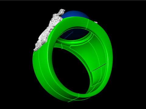 God of wealth ring - Caishen ring - Oval stone mens Rings - N1002 Model Cetak 3D