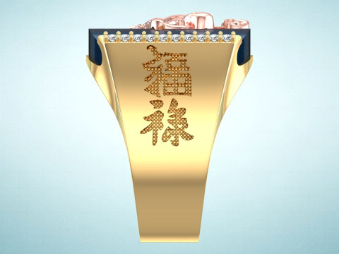 Maitreya Buddhas ring - God of wealth ring - Stone Mens rings - N1020 3D Print Model