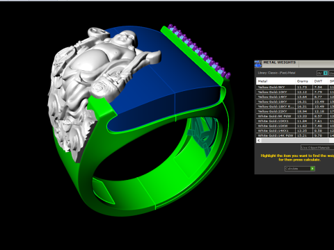 Maitreya Buddhas ring - God of wealth ring - Stone Mens rings - N1020 3D Print Model