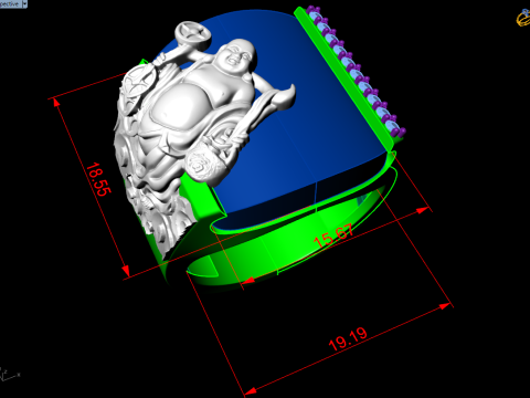 Maitreya Buddhas ring - God of wealth ring - Stone Mens rings - N1020 3D Print Model