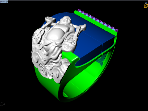 Maitreya Buddhas ring - God of wealth ring - Stone Mens rings - N1020 3D Print Model