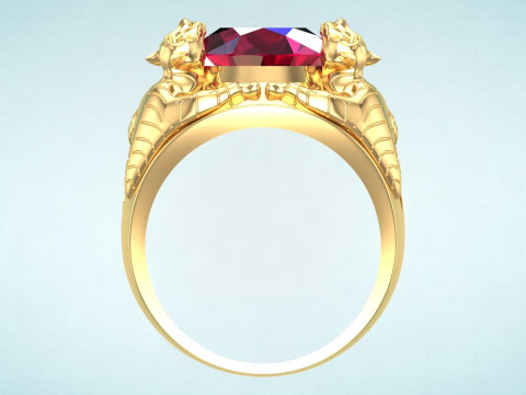 Four tiger rings - Oval stone mens rings - N923258 Modelo de impresión 3D