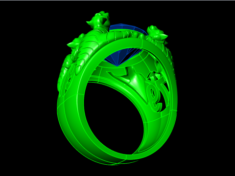 Four tiger rings - Oval stone mens rings - N923258 Modelo de impresión 3D
