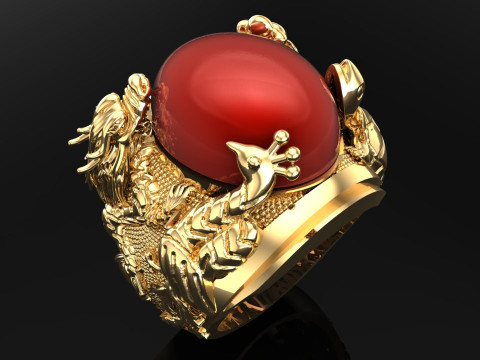 Four Spirit Rings - Dragon - Turtle - Pixiu - Unicorn Ring - N923324 Modello di stampa 3D