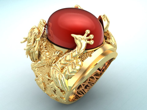 Four Spirit Rings - Dragon - Turtle - Pixiu - Unicorn Ring - N923324 3D Print Model