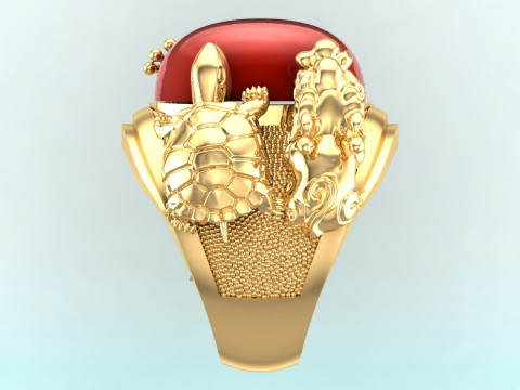 Four Spirit Rings - Dragon - Turtle - Pixiu - Unicorn Ring - N923324 3D Print Model