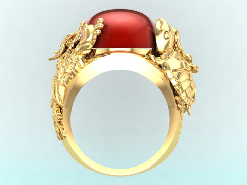 Four Spirit Rings - Dragon - Turtle - Pixiu - Unicorn Ring - N923324 3D Print Model