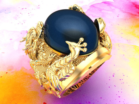 Four Spirit Rings - Dragon - Turtle - Pixiu - Unicorn Ring - N923324 3D Print Model