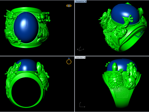 Four Spirit Rings - Dragon - Turtle - Pixiu - Unicorn Ring - N923324 3D Print Model