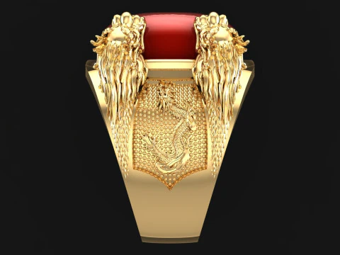 Four dragon ring - Oval stone mens rings - N1140 3D Print Model