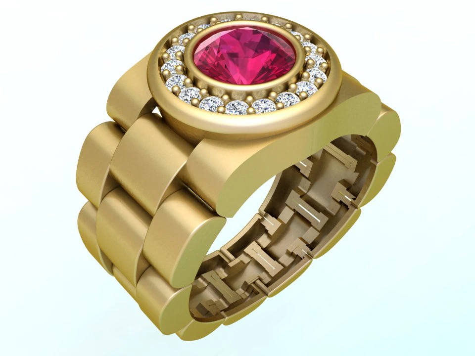 Watch Rings - Clock Ring - Mens Rings - N924722 3D Print Model .c4d .max .obj .3ds .fbx .stl .blend 