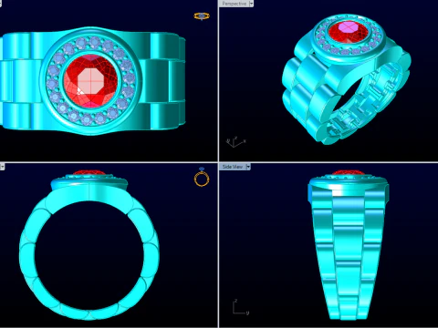 Watch Rings - Clock Ring - Mens Rings - N924722 3D Print Model