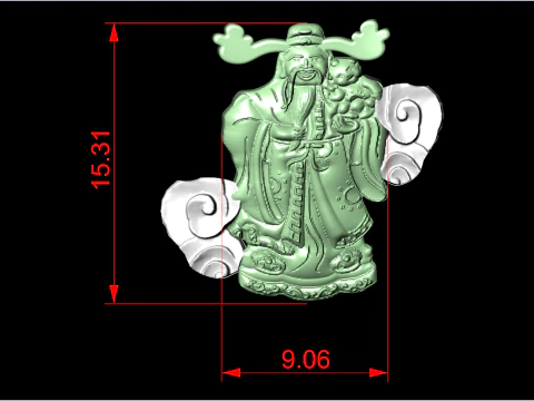 God of wealth for jewelry - Caishen for ring - N924846 3D Print Model