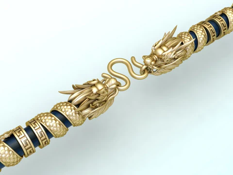 Ejderha kolye - Ejderha kolye ucu - Sarma deri kordon - N843 3D Baskı Modeli