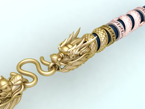 Dragon necklace - Dragon pendant - Wrap leather cord - N843 Modello di stampa 3D