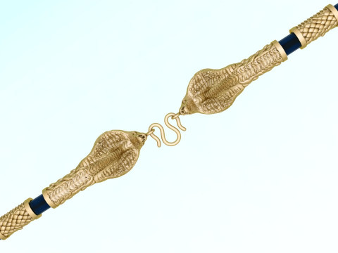 Cobra necklace - Snake pendant - Wrap leather cord - N1126 3Dプリントモデル