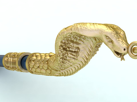 Cobra necklace - Snake pendant - Wrap leather cord - N1126 3Dプリントモデル