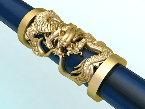 Dragon necklace - Dragon pendant - Wrap leather cord - N1040 3Dプリントモデル