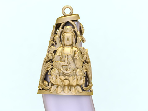 Tiger fangs pendant - Tiger tooth pendant - Buddha Quanyin pendant - N903 3D Print Model
