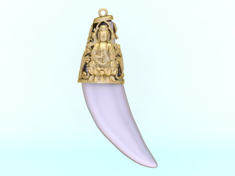 Tiger fangs pendant - Tiger tooth pendant - Buddha Quanyin pendant - N903 3D Print Model