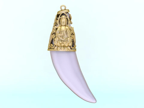 Tiger fangs pendant - Tiger tooth pendant - Buddha Quanyin pendant - N903 3D Print Model