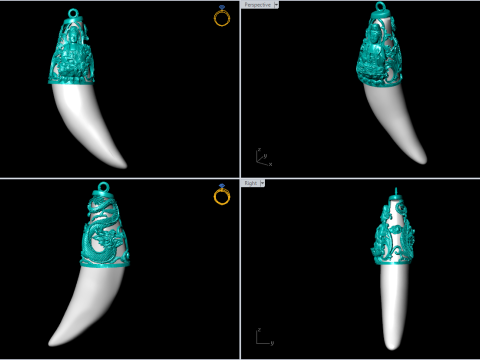 Tiger fangs pendant - Tiger tooth pendant - Buddha Quanyin pendant - N903 3D Print Model