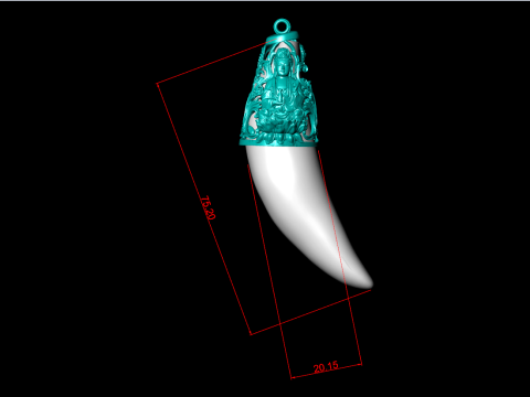 Tiger fangs pendant - Tiger tooth pendant - Buddha Quanyin pendant - N903 3D Print Model