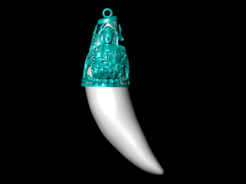 Tiger fangs pendant - Tiger tooth pendant - Buddha Quanyin pendant - N903 3D Print Model