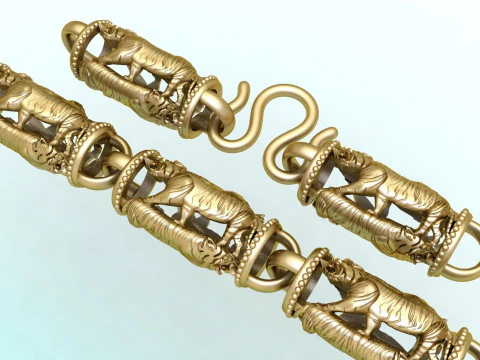 老虎项链 - 链式项链 - 老虎手链 - N1141 3D 打印模型