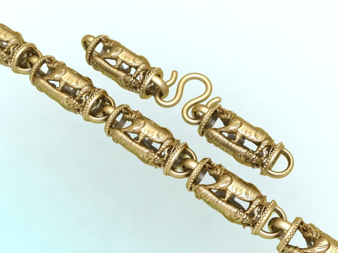 Tiger necklace - Chain necklaces - Tiger bracelet - N1141 3D प्रिंट मॉडल