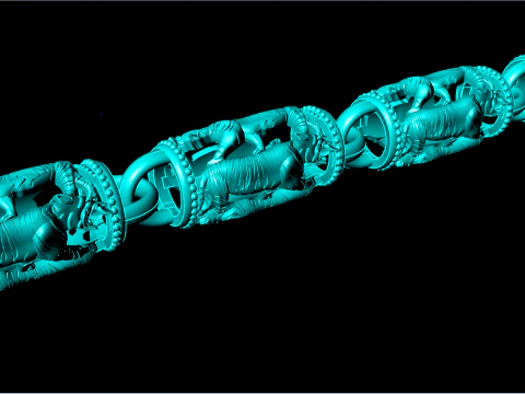 Tiger necklace - Chain necklaces - Tiger bracelet - N1141 3D Print Model