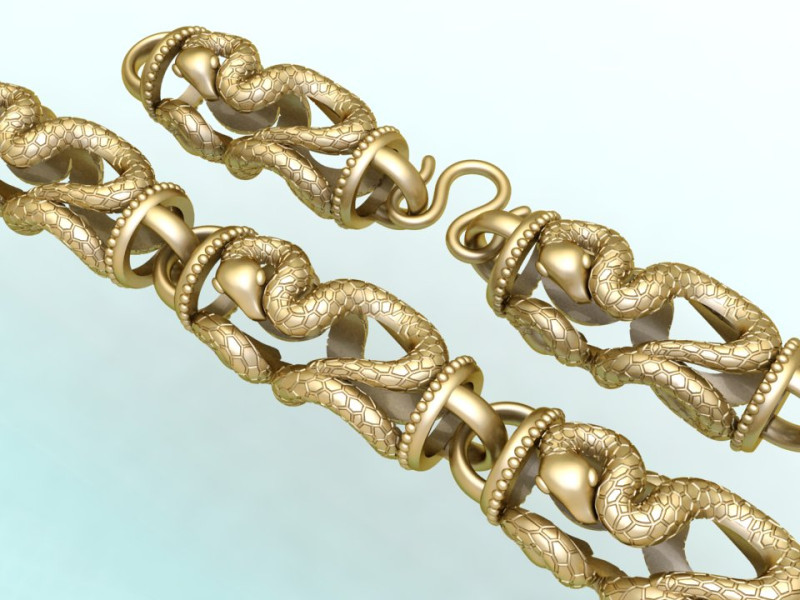 Snake necklace - Chain necklaces - Mens necklace - N233 3D Print Model .c4d .max .obj .3ds .fbx .stl .blend