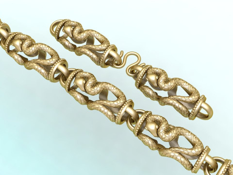 蛇项链 - 链式项链 - 男士项链 - N233 3D 打印模型