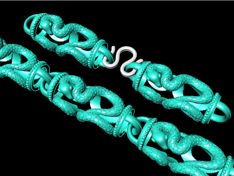 蛇项链 - 链式项链 - 男士项链 - N233 3D 打印模型