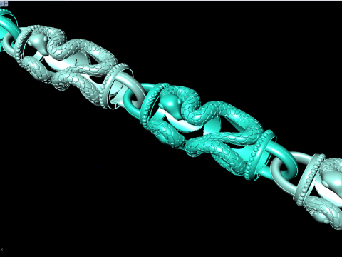 蛇项链 - 链式项链 - 男士项链 - N233 3D 打印模型