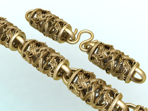 Dragon necklace - Chain necklaces - Dragon bracelet - N1054 Modello di stampa 3D