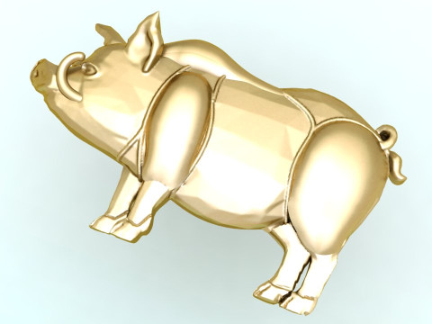 Pig for jewelry - Pigs for pendant - Pigs for ring - N1001 Modello di stampa 3D