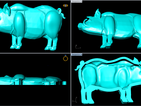 Pig for jewelry - Pigs for pendant - Pigs for ring - N1001 Modello di stampa 3D